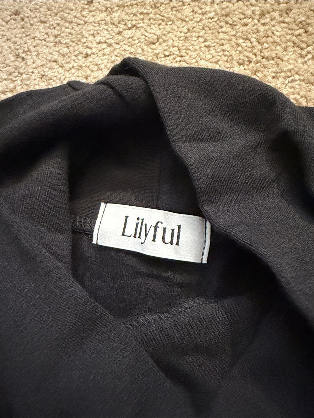 Lilyful Women's Black Turtleneck Draped Sweater Dress Tunic Size Large - Picture 7 of 8
